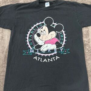 Vintage Disney Black and Pink Mickey Mouse Short Sleeve Tee